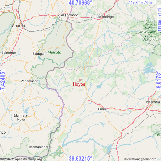 Hoyos on map