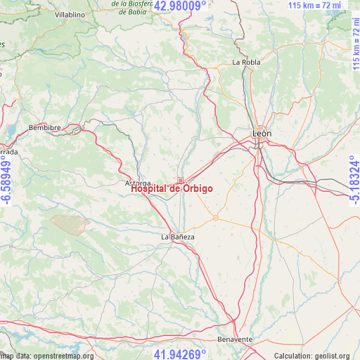 Hospital de Órbigo on map