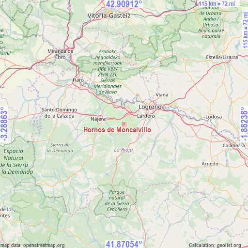 Hornos de Moncalvillo on map