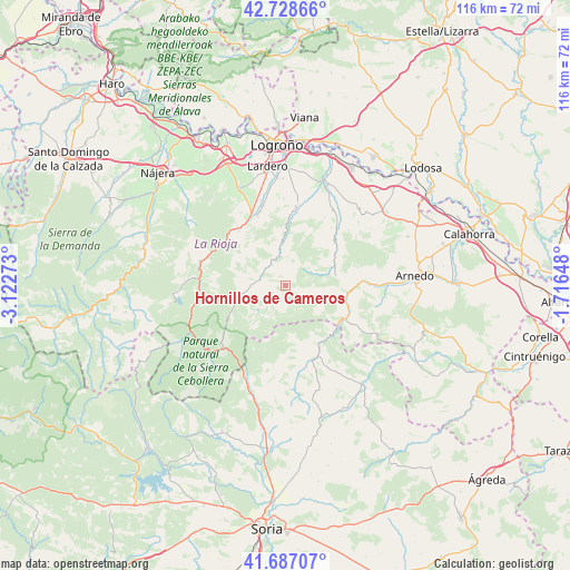 Hornillos de Cameros on map
