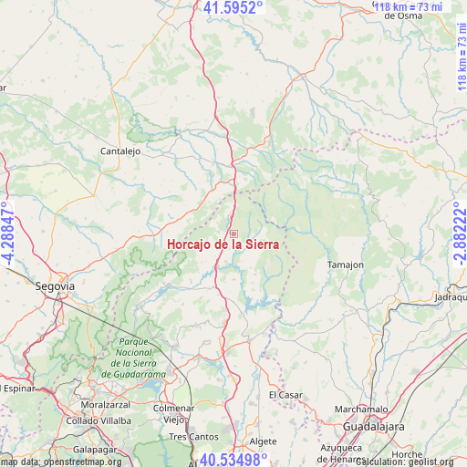 Horcajo de la Sierra on map