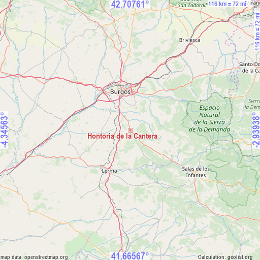 Hontoria de la Cantera on map