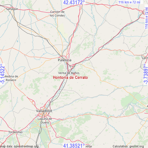 Hontoria de Cerrato on map