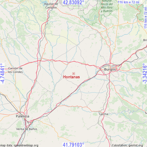Hontanas on map