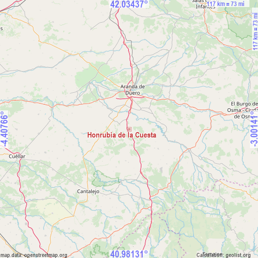 Honrubia de la Cuesta on map