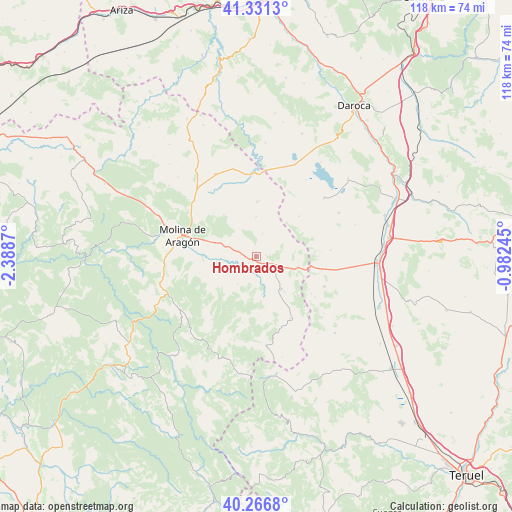 Hombrados on map