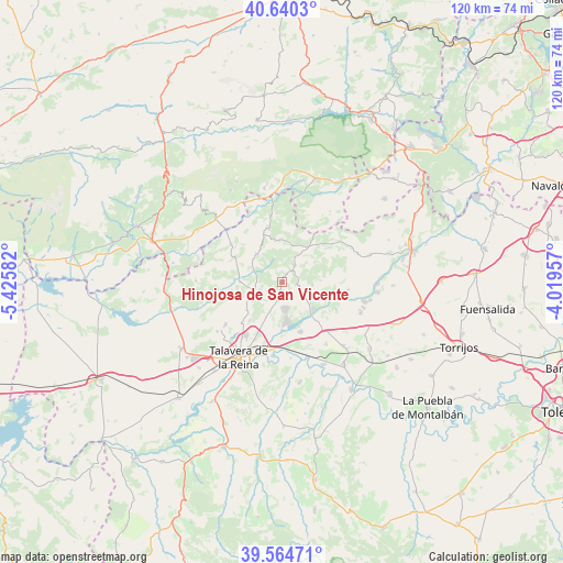 Hinojosa de San Vicente on map
