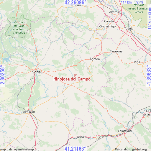Hinojosa del Campo on map