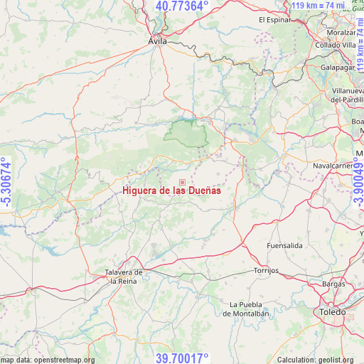 Higuera de las Dueñas on map