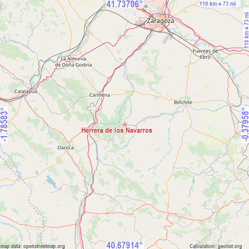 Herrera de los Navarros on map