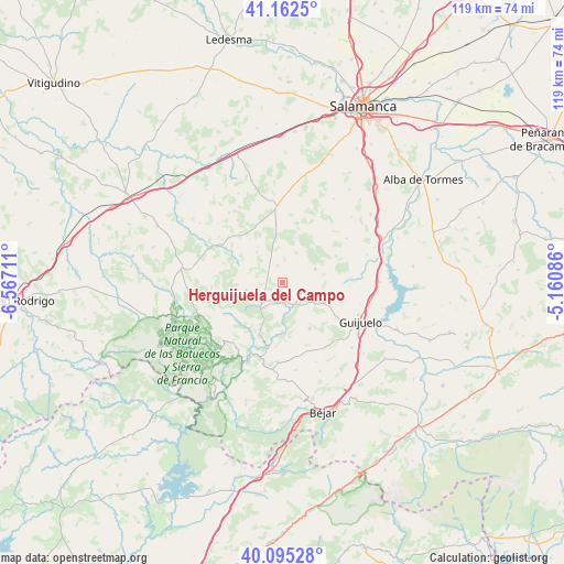 Herguijuela del Campo on map