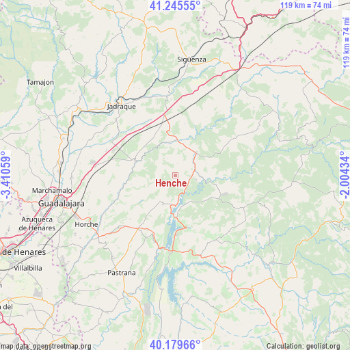 Henche on map
