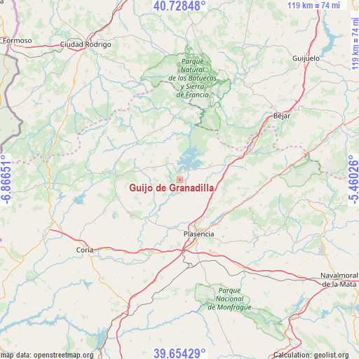 Guijo de Granadilla on map
