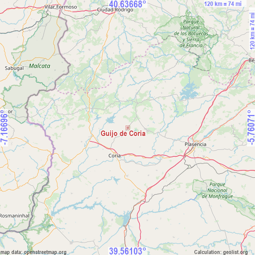 Guijo de Coria on map