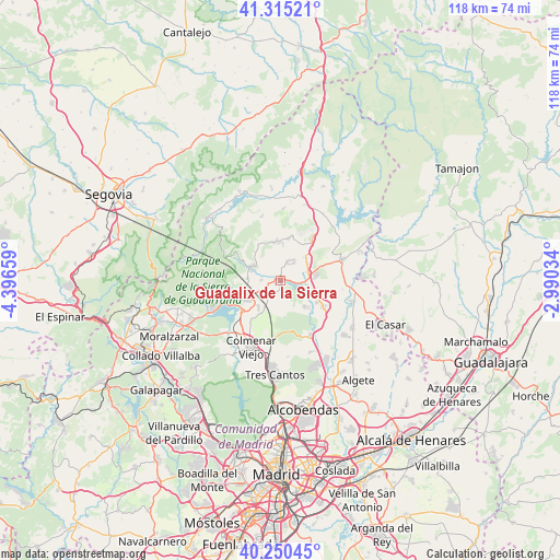 Guadalix de la Sierra on map