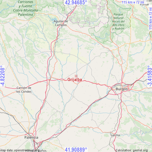 Grijalba on map