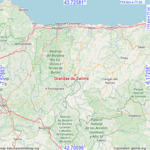 Grandas de Salime on map