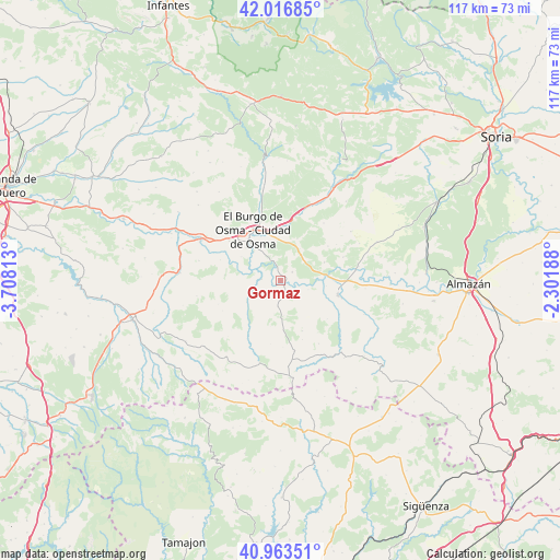 Gormaz on map