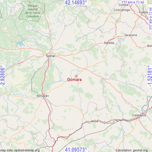 Gómara on map