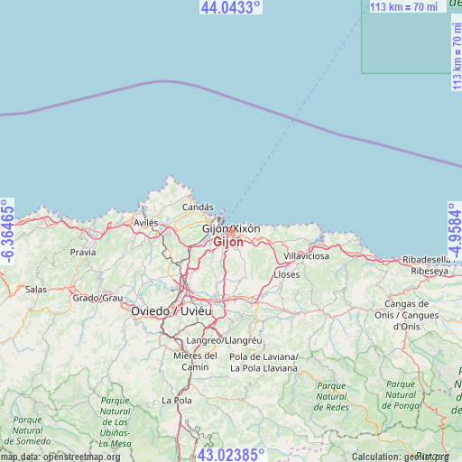 Gijón on map