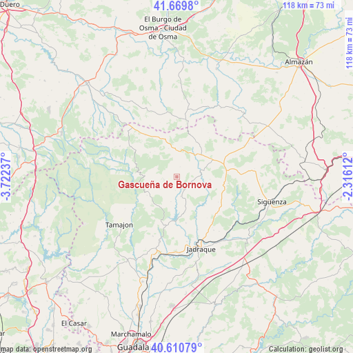 Gascueña de Bornova on map