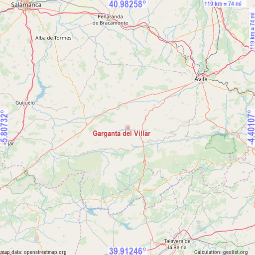 Garganta del Villar on map