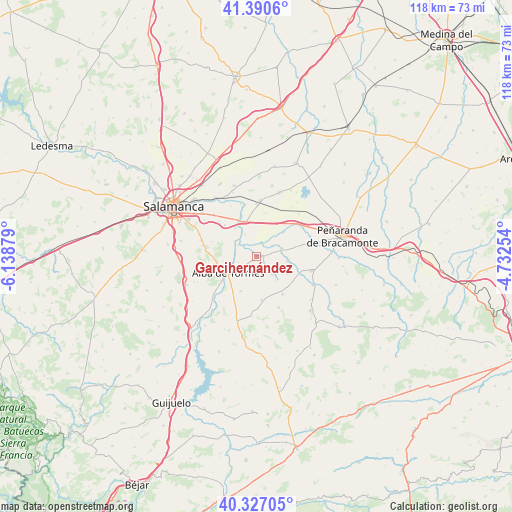 Garcihernández on map