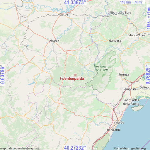 Fuentespalda on map