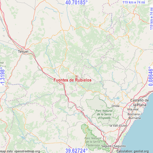 Fuentes de Rubielos on map
