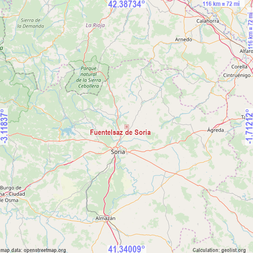 Fuentelsaz de Soria on map