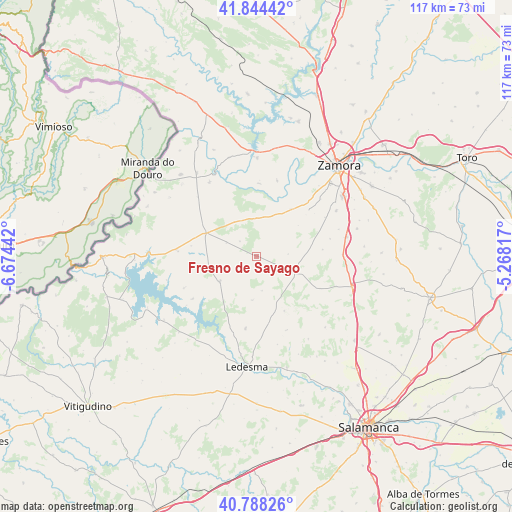 Fresno de Sayago on map