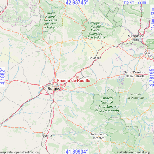 Fresno de Rodilla on map