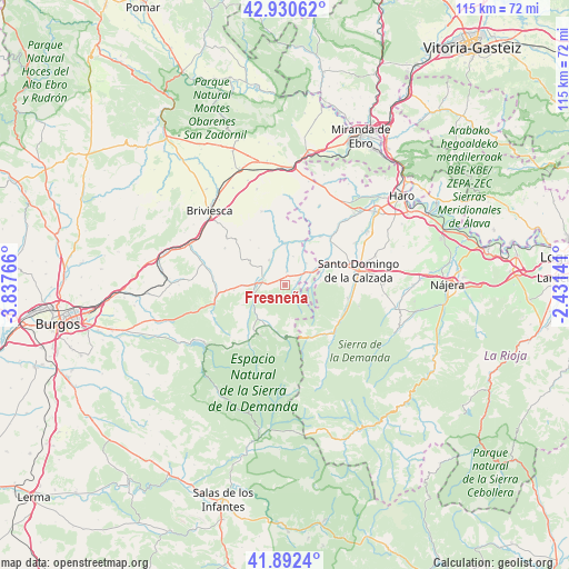 Fresneña on map