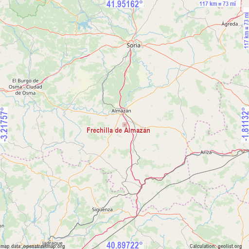 Frechilla de Almazán on map