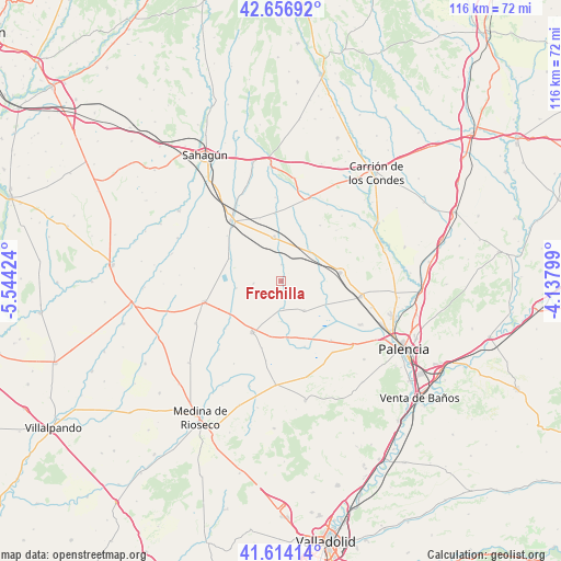 Frechilla on map
