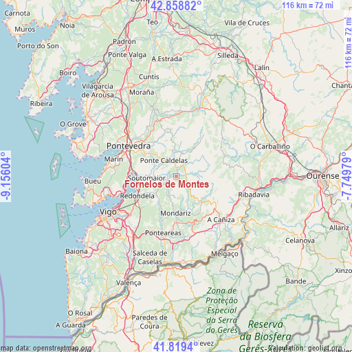Fornelos de Montes on map