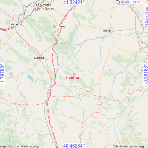 Fonfría on map