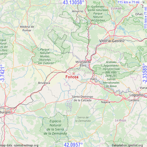 Foncea on map