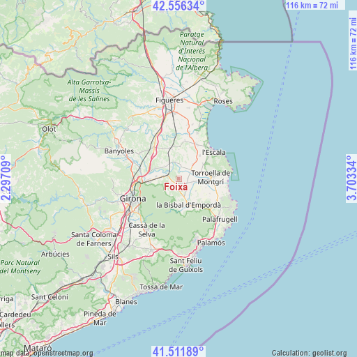 Foixà on map