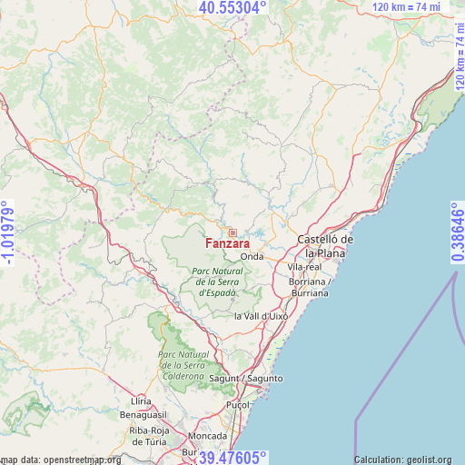 Fanzara on map