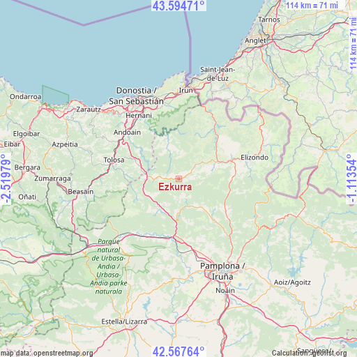 Ezkurra on map