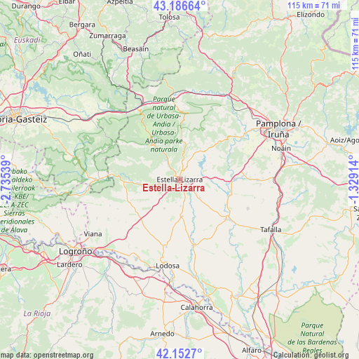 Estella-Lizarra on map