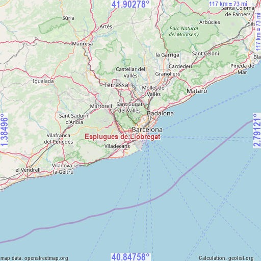 Esplugues de Llobregat on map