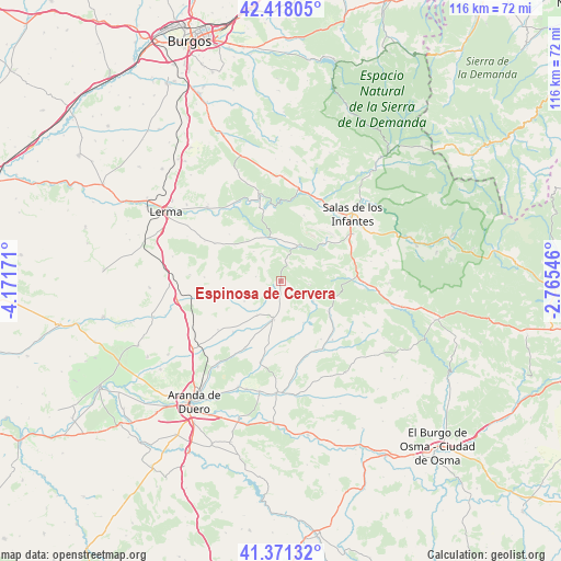 Espinosa de Cervera on map