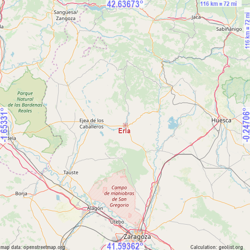 Erla on map