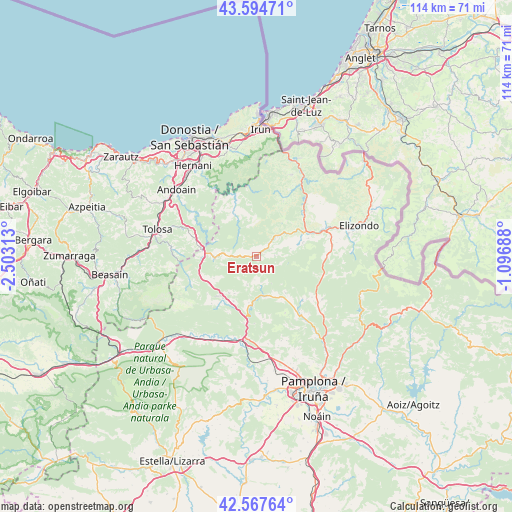 Eratsun on map