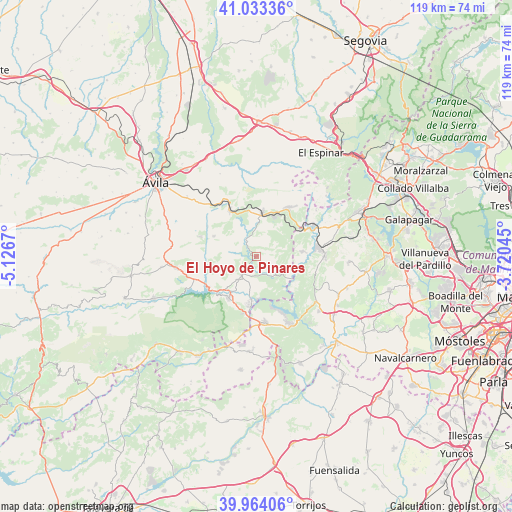 El Hoyo de Pinares on map