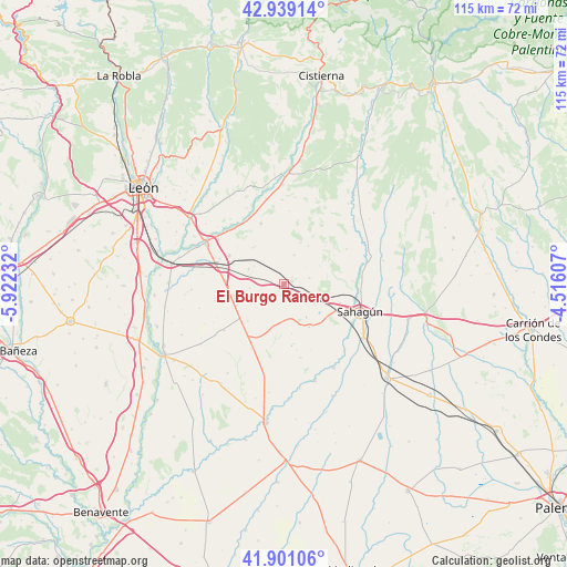 El Burgo Ranero on map
