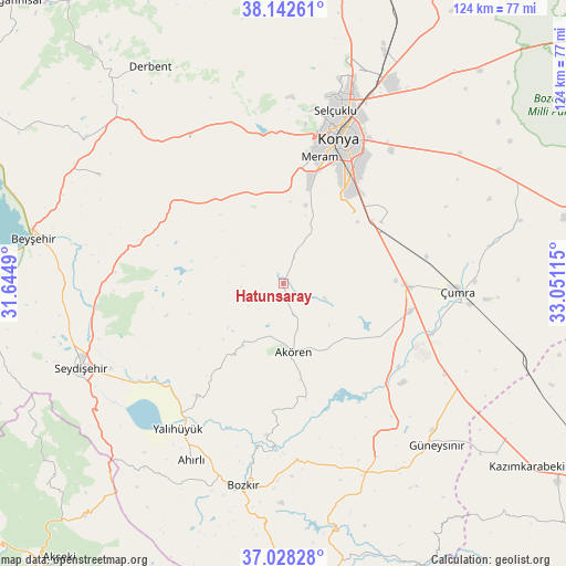 Hatunsaray on map