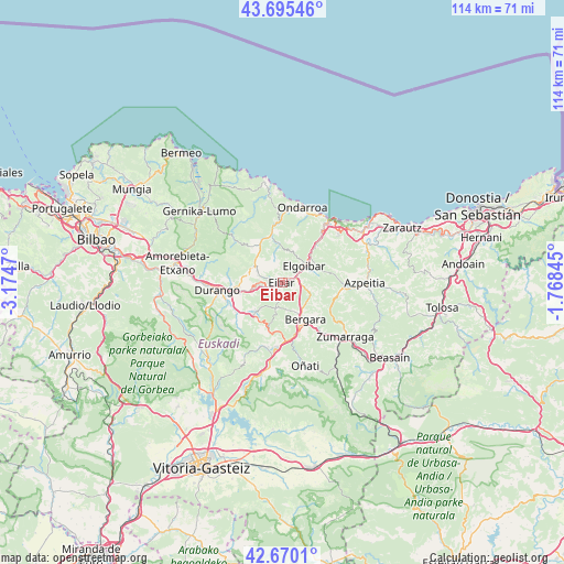 Eibar on map